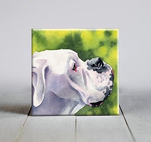 Boxer branco contemporâneo aquarela de arte decorativa de arte decorativa