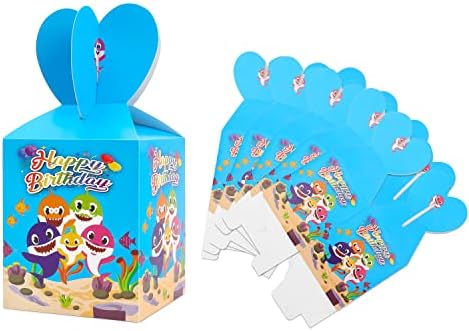 36pcs Baby Shark Candy Boxes, decoração de festa de aniversário de tubarão, suprimentos de festa de aniversário do bebê Bshark, lanches de festas de dia, caixas de favor de festas de bebê de tubarão