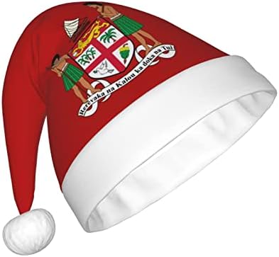 Zaltas Bat de armas de chapéu de Natal de Fiji para adultos Soft Soft confortável Hats de Papai Noel para