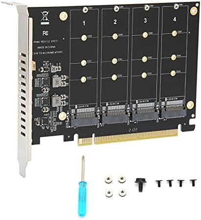 M.2 NVME SSD para PCI E 4.0 X16 Adaptador, 4 Port M.2 NVME SSD para PCIE X16 M CARTA Adaptadora de chave 4 x 32 Gbps Suporte Disco rígido M.2 NVME Protocolo SSD / M.2 Equipamento PCIE
