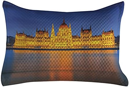 Capa de travesseira acolchoada lunarable, parlamento na noite Budapest Hungria Europa Destinos de