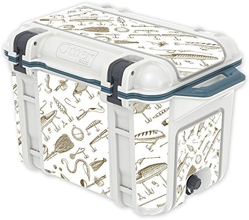 MightySkins Skin Compatível com OtterBox Venture 45 QT Cooler - iscas retrô | Tampa protetora, durável