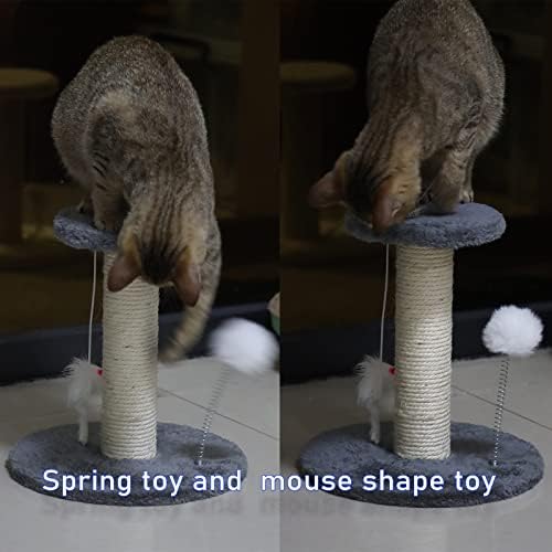 Postagem de arranhões de gato sisal com bola de prole e mouse em forma de mouse, plataforma dupla plataforma