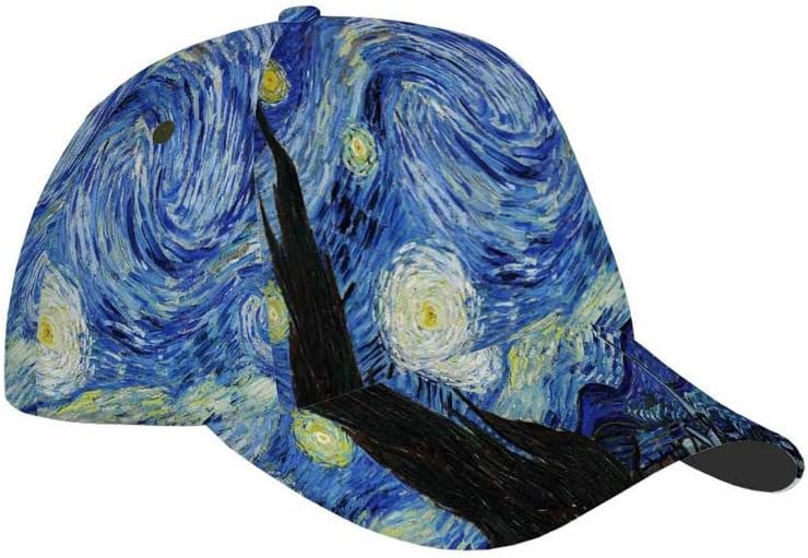 Alrbe Tin Baseball Caps Starry Night por Vincent van Gogh Sun Hats Snapback Trucker for Men Mull Multicolored