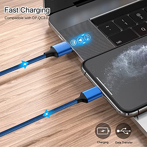 Cabo USB Tipo C 5pack Nylon trançado Cabo USB C Cabo rápido carregamento Cordamento compatível com Samsung