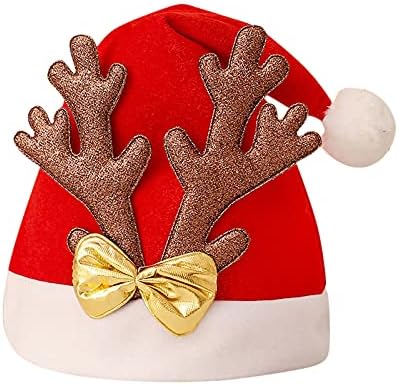 iopqo chapéu de natal, chapéu de santa para adultos unissex, chapéu de férias de xmas de veludo fofo para festa