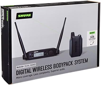 Shure Glx-D+ Banda Dual Pro Digital Wireless Headworn System para igreja, fitness e muito mais, com Mic Mic.