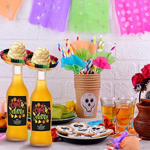 Hoolerry Mini mexicano Sombrero garrafas chapéus a granel mexicana palha festa cervejas garrafas chapéus