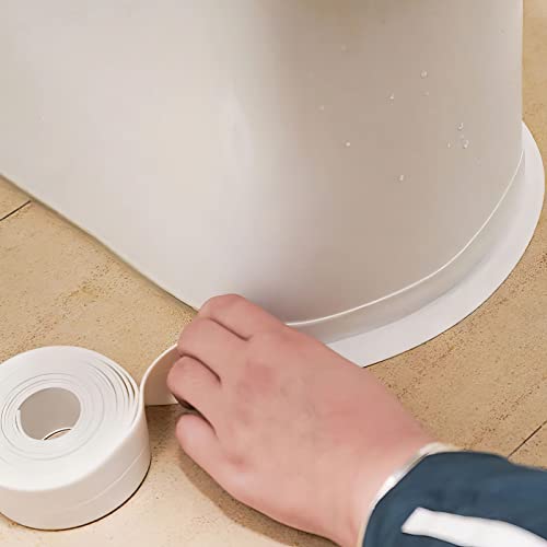 Riakoob Caulk Tape Sealant Strip - PVC Tubs autoadesiva e fita de vedação de parede - Branco