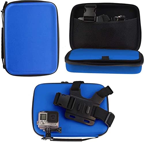 Navitech 8 em 1 Ação Câmera de acessórios Kit Combo com estojo azul - Compatível com DJI OSMO Ação Câmera