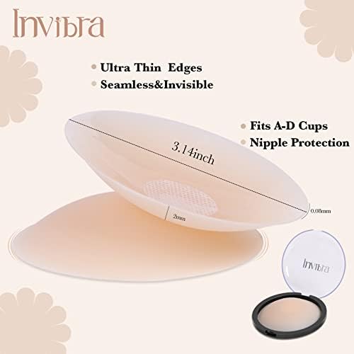 Invibra 2 pares reutilizáveis ​​pegajosos pastéis adhersive sexy covers de mamilo para mulheres xícaras