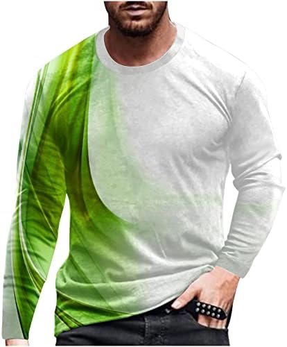 Camisetas de academia T para homens Awesome 3D Linha de impressão redonda do pescoço de manga longa