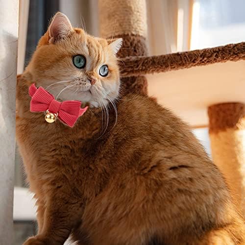 Cole de gato de algodão Yudote com gravata borboleta e sino, colares de gatinho de veludo macio de