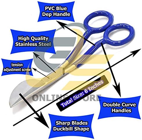 Duckbill Blue Scissors 6 Aço inoxidável Tapete de beliscão Faca de reparo da G.S online Store