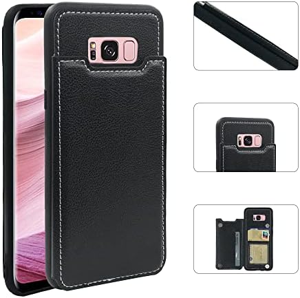 Compatível com o estojo Samsung Galaxy S8 Plus com suporte de cartão de crédito de couro de couro