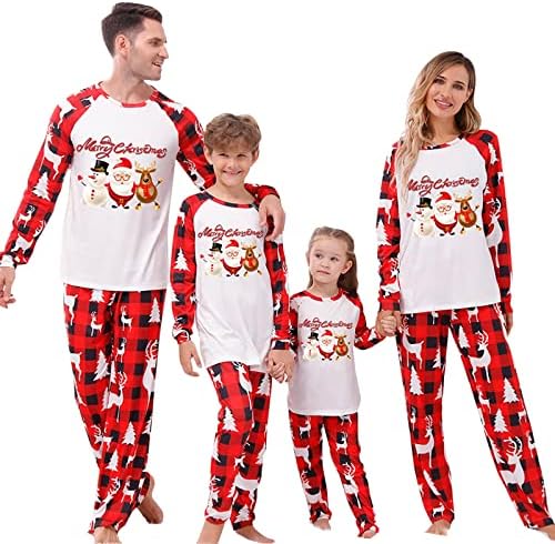 Família correspondente de pijamas de Natal Conjunto de Xmas de manga longa Papai Noel