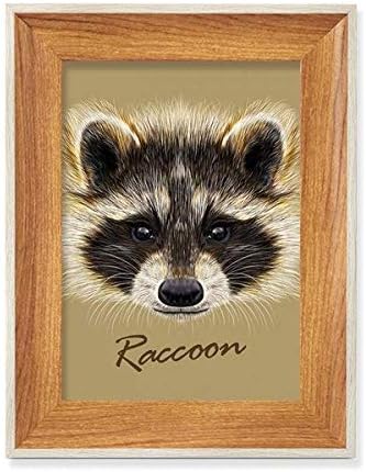 McJs Little Little Misfousous Brown Raccoon Animal Desktop Wooden Photo Frame Display Picture