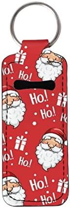Afpanqz Chapstick Keychain titular para festa de Natal portátil Lip Gloss Tube Holder Cartoon Santa Lipstick Chapstick Pocket para garotas femininasas de natal vermelho