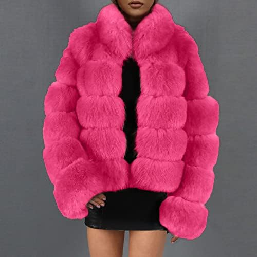Narhbrg Women Faux Fur Jackets, fofos e fofos e confusos de lã de lã de casacos macios de casacos