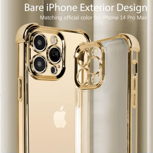 KANGHAR para iPhone 14 Pro Max Case Clear Luxury Plating à prova de choques do telefone com [cantos reforçados