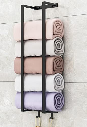 Toalha de toalha de banheiro montada na parede, toalha de parede para toalhas enroladas, toalha de banho de