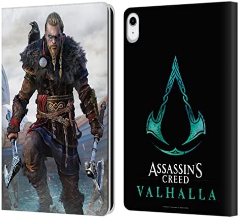A capa de cabeça projeta oficialmente licenciado Assassin's Creed Eivor Valhalla Pôster Livro de couro Caixa de carteira compatível com Apple iPad 10.9