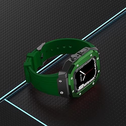 Caixa de relógio de liga de liga kqoo Strap para Apple Watch Series 8 7 6 5 4 SE 45mm 42mm 44mm Metal Luxury