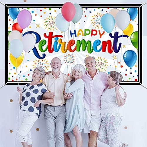 Happy aposentadoria decorações de festas gigante colorido banner de aposentadoria fotografia fotografia