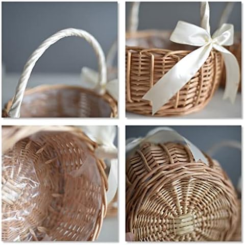 Zhuhw Wicker Woven Flower Basket, com cestas de meninas de fábrica de casamento, para decoração de jardim em casa