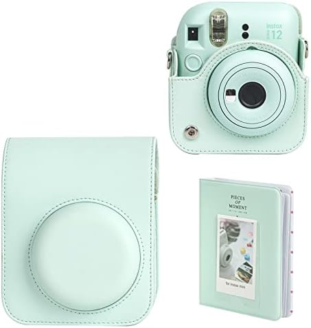 Caso de proteção Wogozan para Fujifilm Instax Mini 12 Câmera instantânea - Capa de bolsa de couro premium com mini álbum de fotos e correia removível e ajustável