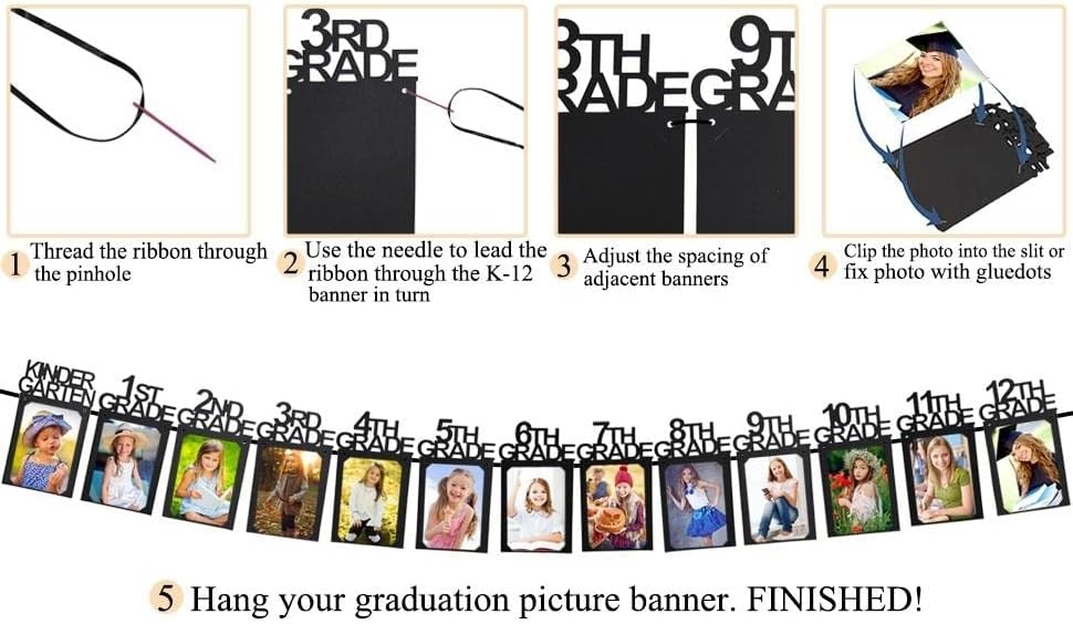 Decorações de graduação Classe de 2023 Banner de fotos de graduação 8x10 para a formatura Paty Decorations