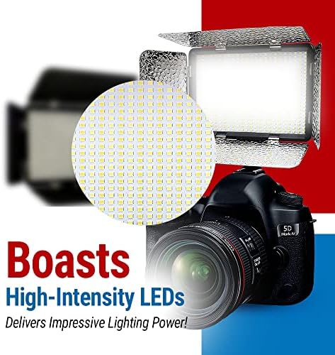 Vidpro LED -330 Kit de luz de foto e vídeo - Luz LED do painel da câmera - luz ajustável e diminuído