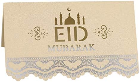 100 peças Eid Mubarak Festival Muslim Place Cartão Ramadan Hollow Out Floral Lace Table Card de