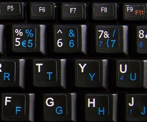 Netbook dinamarquês adesivos de teclado em inglês em fundo preto