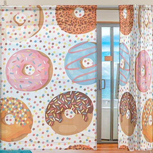 Donut de carpinteiro de topo e pontos coloridos semi-pura cortinas de janela drlapes painéis Tratamento-55x78in para sala de estar quarto quarto quarto de 2 peças
