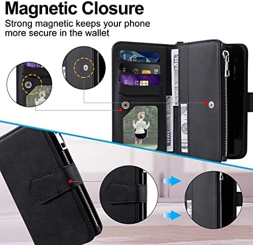 Jzases Case for Galaxy A53 5g, 2 polegada de magnetic em caso de choque destacável, capa de couro Flip