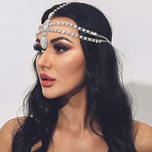 Brinie Crystal Head Jewelry Cabeça de casamento Prata Jóias de jóias boêmia Chave de cabeceira da cabeça de