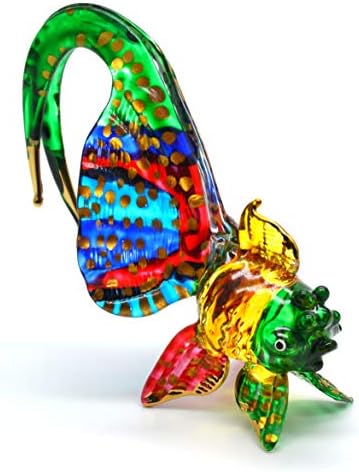 Arte animal de peixe dourado de vidro soprado à mão