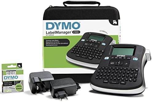 Dymo LabelManager 210d Kit de fabricante de etiquetas portátil, teclado QWERTY, com 12mm preto em