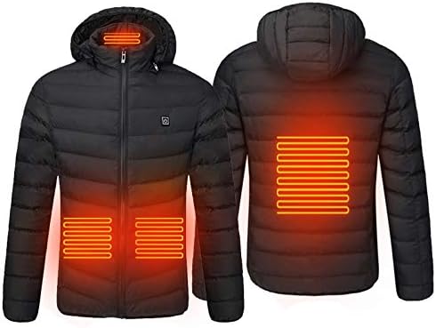 Jaquetas aquecidas de DGOOPD para homens à prova d'água USB Aquecimento de jaqueta quente casacos de inverno acolchoados com capuz destacável