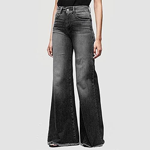 Jeans de alta elevação da moda Narhbrg para feminino jeans casual jeans de jeans crus jeans calças compridas