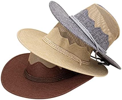 Exvvqoqo Cowboy Cowgirl Chapéu para homens homens largo Sun Hat estilo ocidental com corda Proteção solar ao ar livre