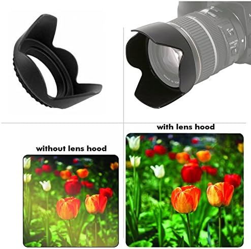 Capô da lente de flor de tulipa de 55 mm para Nikon D3400, D5600 com 18-55 mm AF-P DX, DL24-500 F/2.8-5.6