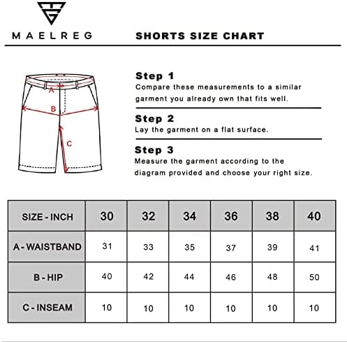 M Maelreg shorts de golfe masculinos imprimem rápido seco 10 '' cintura esticada da frente plana flexível flexível