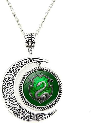 Lua Snake Snake Green Silver Charm Crescent Colar Jewelry Gift