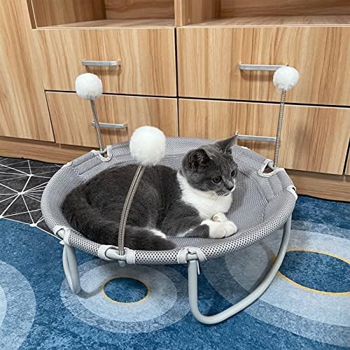 Babyezz Cat and Dog Hammock Bed, cama de gato elevada confortável e respirável, cama de estimação portáteis/externos portátil destacável, adequado para gatos e cães pequenos