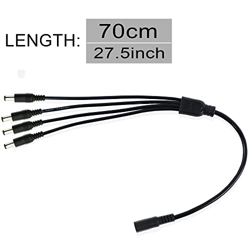Gintoyun DC Splitter Cable 1 fêmea a 4 masculino 5,5 mm x 2,1 mm, 12V DC Extensão de potência