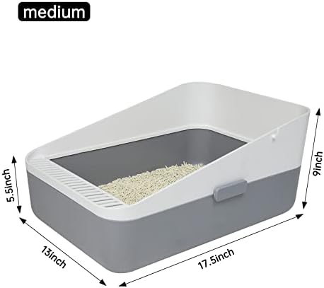 Caixa de areia de gato fechada de Rizzari, caixa de areia de gato anti-abafada semi-aberta, caixa de areia de peneira lateral alta durável para gatos pequenos, fácil de limpar e montar