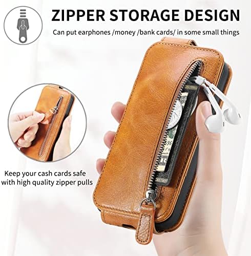 Casca de carteira com zíper do CCSmall para Apple iPhone 13, PU Leather [bolsa de slot para suporte