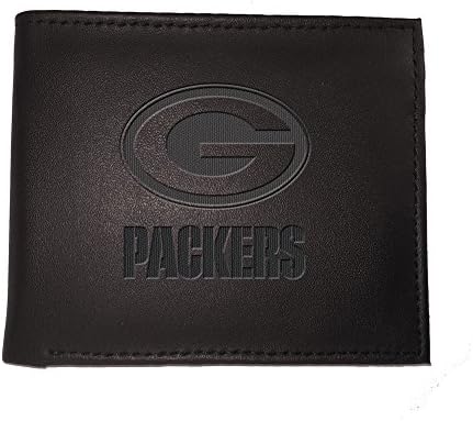 Equipe Sports America NFL Green Bay Packers Carteira preta | BI-FOLD | Logotipo carimbado oficialmente licenciado | Feito de couro | Organizador de dinheiro e cartão | Caixa de presente incluída